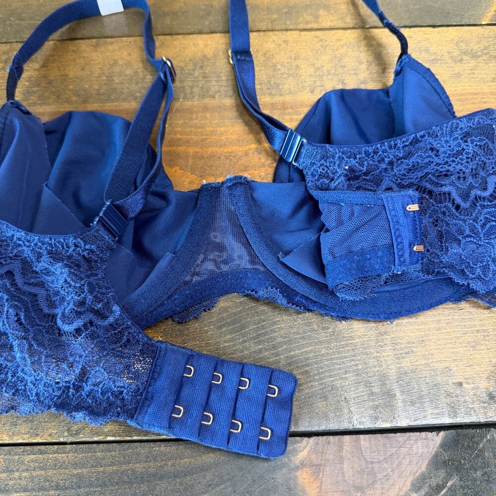 Victorias Secret Dream Angels Wicked Unlined Uplift Smooth Lace Blue Bra 36C - Picture 7 of 11